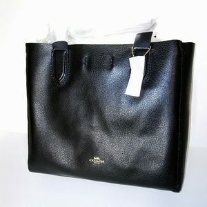 Coach Black Pebble Leather Derby Tote NWT